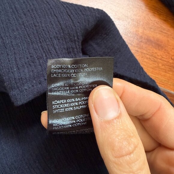 MAEVE by Anthropologie Harmony Boho Navy Blue Long Sleeve Blouse XS - Picture 6 of 7